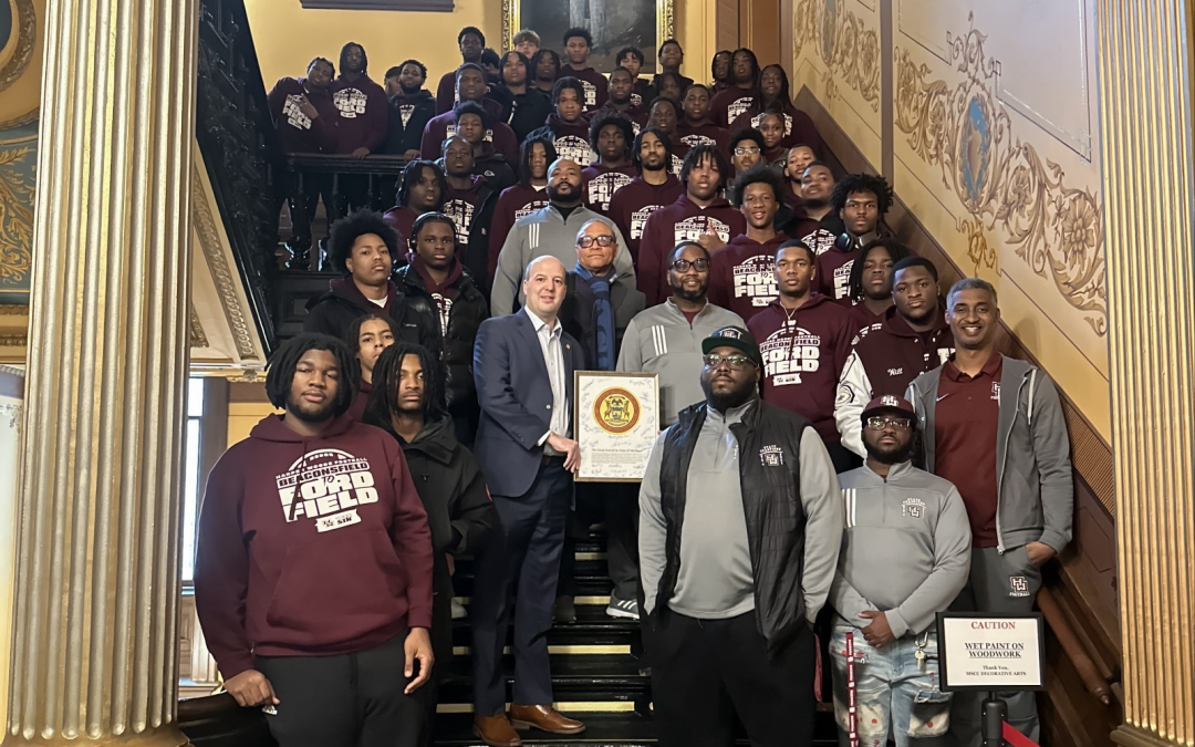 Sen. Hertel and Rep. Paiz Welcome Harper Woods Football Team to Michigan Capitol, Celebrate State Championship Win 