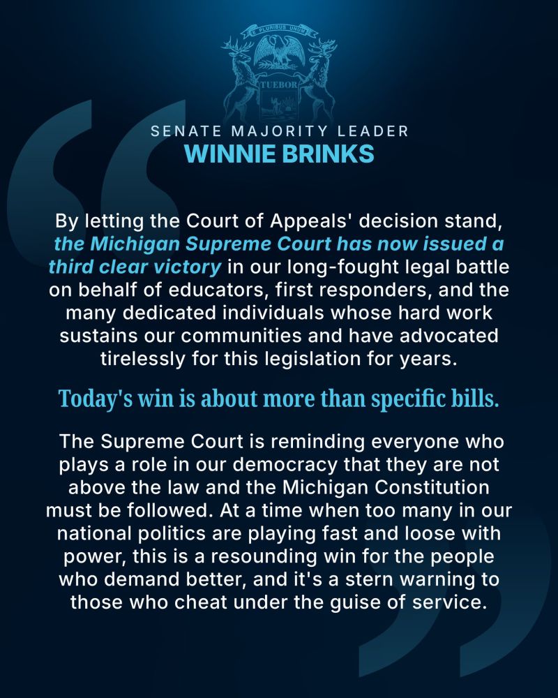 Image for the Tweet beginning: The Michigan Supreme Court made